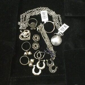 Vintage to New Silver Tone Costume Jewelry Lot 47g Bulk